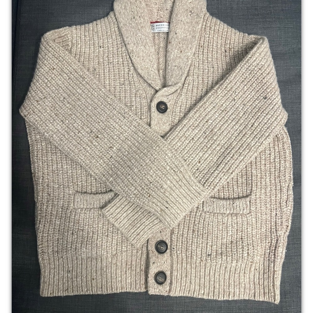 Brunello Cucinelli mens cashmere Shawl Cardigan 54.